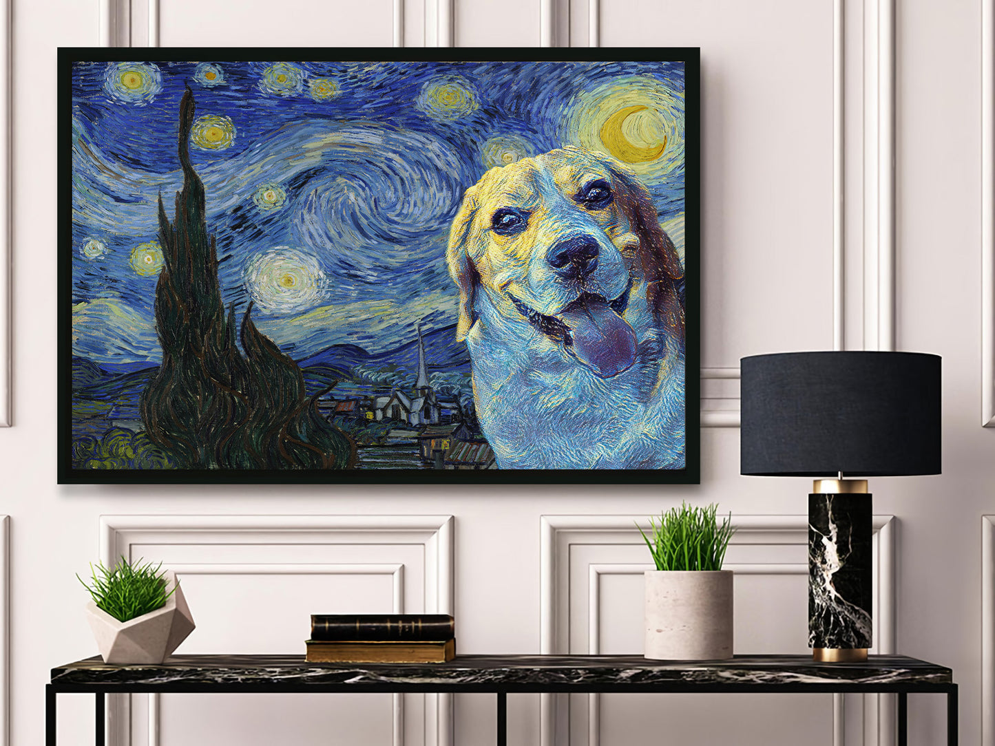 Funny Beagle Dog The Starry Night Mashup Poster